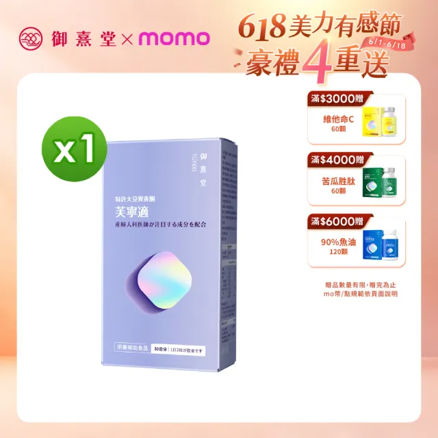 【御熹堂】芙寧適 大豆異黄酮植物膠囊1入組(一入60顆、日本γ-穀維素、山藥/南瓜籽/葫蘆巴萃取物)