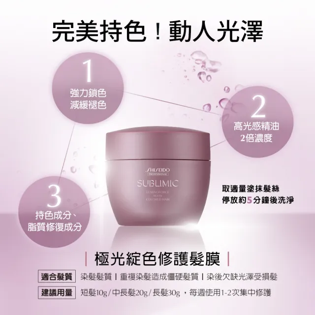 【SHISEIDO PROFESSIONAL 資生堂專業美髮】極光綻色修護髮膜200g(染後 / 護色)