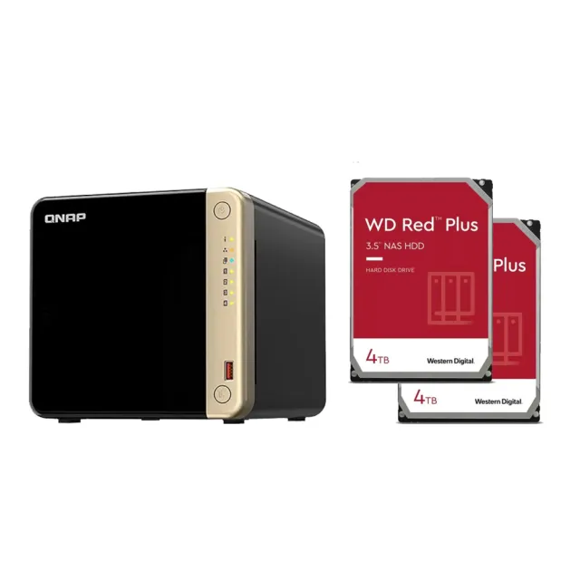 【QNAP 威聯通】搭WD紅標4TB x2 ★ TS-464-8G 4Bay NAS 網路儲存伺服器