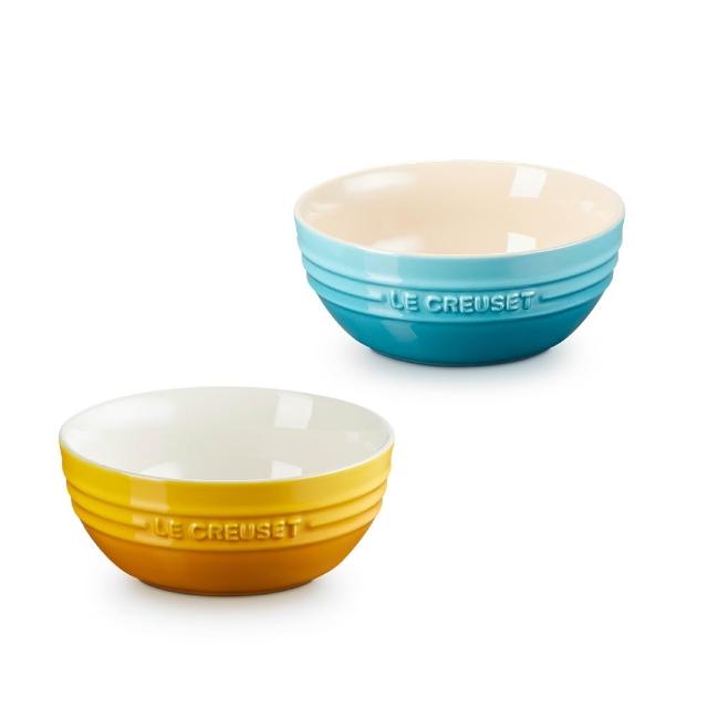 【Le Creuset】瓷器韓式湯碗14cm(杏桃黃/加勒比海藍 2色選1)