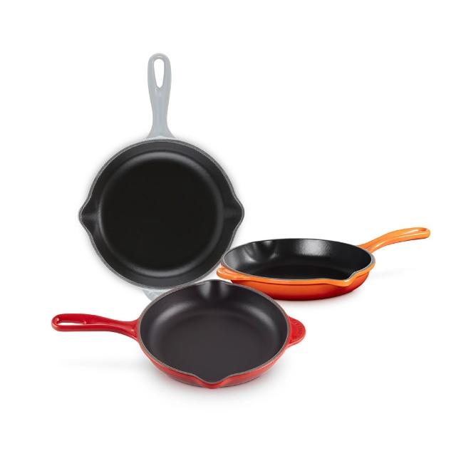 【Le Creuset】琺瑯鑄鐵圓煎盤 ( 櫻桃紅/火焰橘/迷霧灰 3色選1)