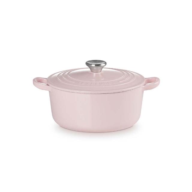 【Le Creuset】琺瑯鑄鐵鍋圓鍋 22cm(雪紡粉/棉花白 2色選1)