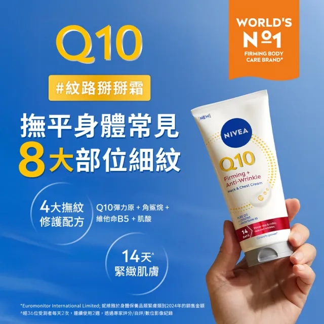 【NIVEA 妮維雅】Q10抗痕撫紋身體修護霜200mlx2+美體緊膚乳液400mlx1(抗老/Q彈緊緻/頸紋霜)
