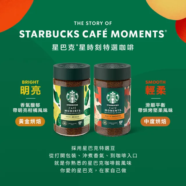 【STARBUCKS 星巴克】CAFE MOMENTS 星時刻特選即溶咖啡-明亮/輕柔兩罐組(夏季冰咖啡)
