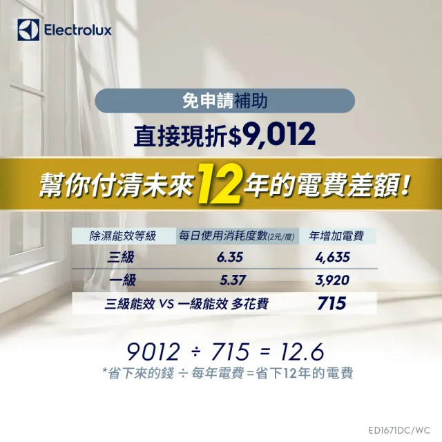 【Electrolux 伊萊克斯】16L極適家居700 WIFI清淨除濕機(ED1671DC曜岩灰)