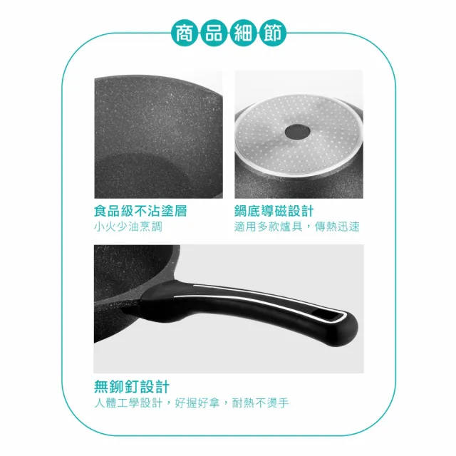 【Chieh Pao 潔豹】家悅鑄造抗沾淺型平底鍋 30CM(IH電磁爐可用、導磁底、不沾鍋、平煎鍋)