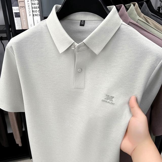 【米蘭精品】現貨+預購 POLO衫男短袖上衣高彈力男裝上衣高爾夫球衫冰絲涼感亞麻吸濕排汗男襯衫6色t1ng4