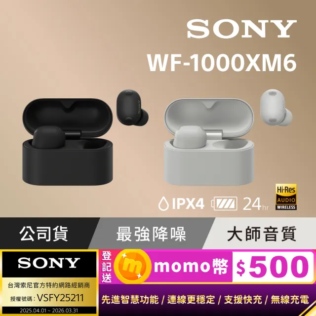 【SONY 索尼】WF-1000XM6 真無線降噪耳機 (公司貨 保固12+6個月)