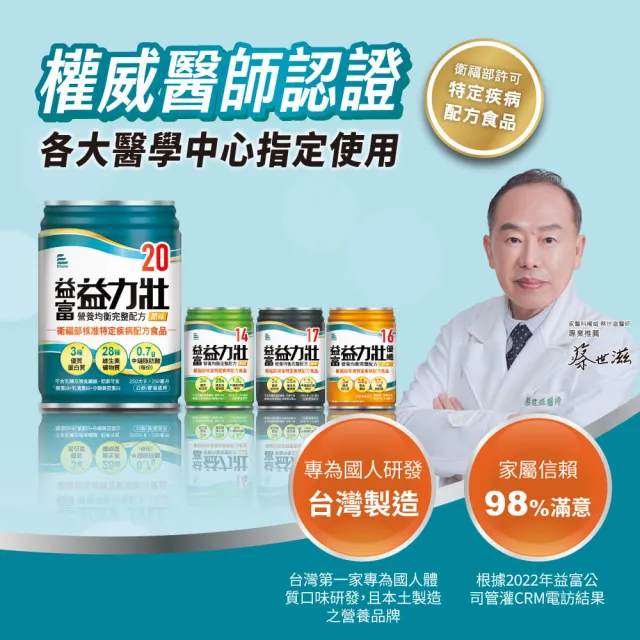 【益富】益力壯20 營養均衡完整配方-原味 250ml*24入(20%蛋白質、口飲/管灌適用)