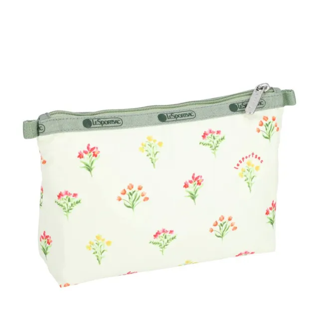 【Lesportsac】Cosmetic Clutch 雙層拉鍊化妝包 收納袋 盥洗包 女包(盛夏草原)