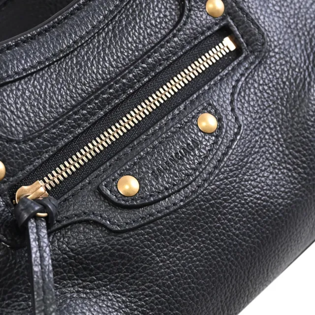 【Balenciaga 巴黎世家】Neo Classic Mini 經典鉚釘流蘇機車包兩用包(黑)