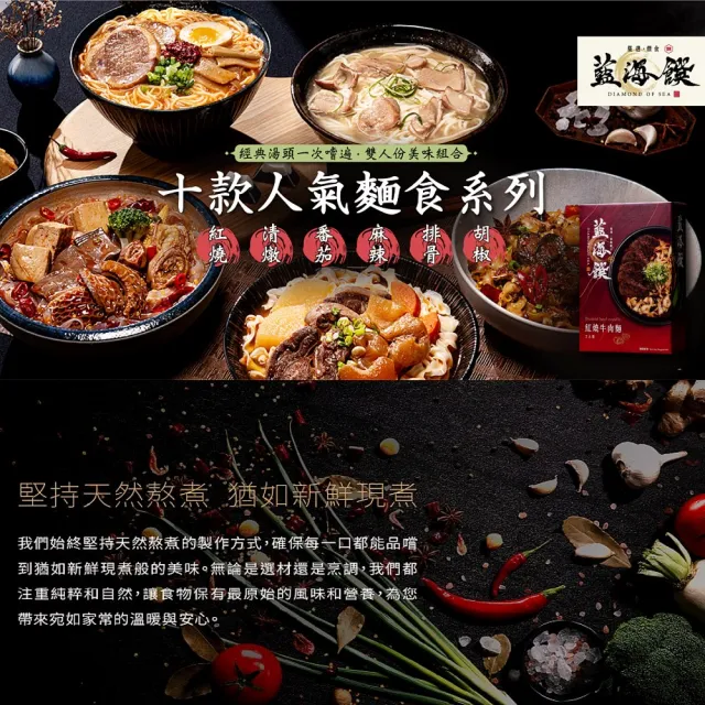 【藍海饌】經典牛肉麵/香嫩排骨麵系列2入裝/盒x2盒 (十款人氣麵食系列/經典湯頭任你選)