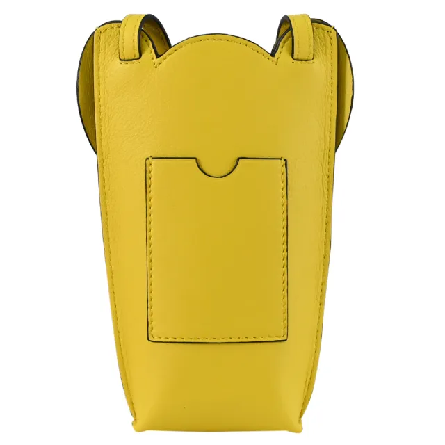 【LOEWE 羅威】Elephant Pocket 品牌招福療癒大象造型小牛皮手機包斜背包(黃)