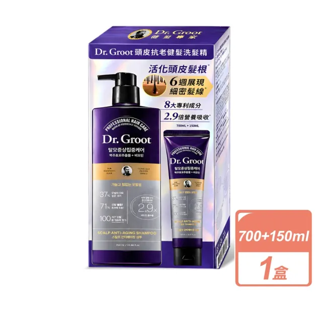 【Dr.Groot】頭皮抗老健髮洗髮精 (700毫升X1入+150毫升X1入/盒)