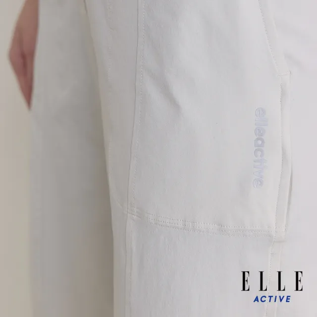【ELLE ACTIVE】女款 鬆緊腰頭彈性修身寬褲-白色(EA26S3W3401#91)