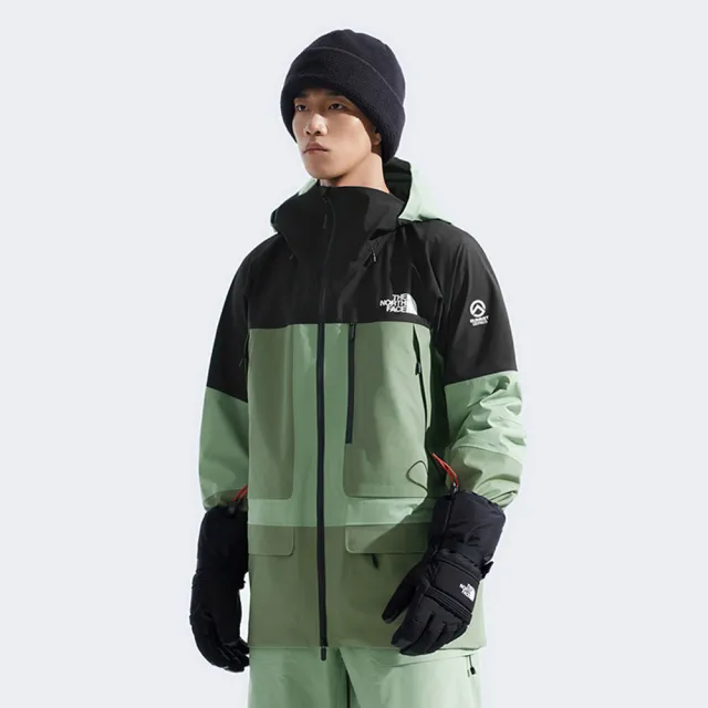 【The North Face】北面SUMMIT巔峰系列GTX男款黑綠拼接專業防水衝鋒衣｜8C9ED9H 外套