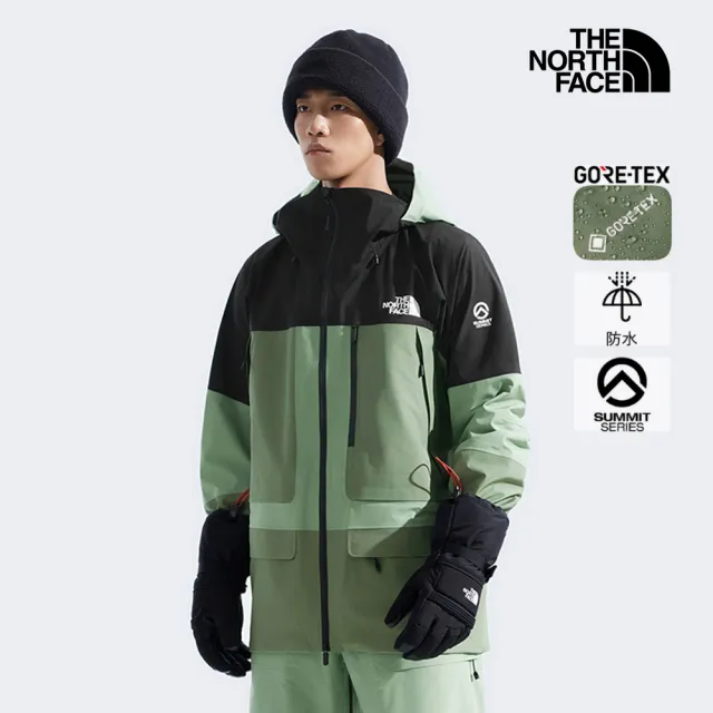 【The North Face】北面SUMMIT巔峰系列GTX男款黑綠拼接專業防水衝鋒衣｜8C9ED9H 外套