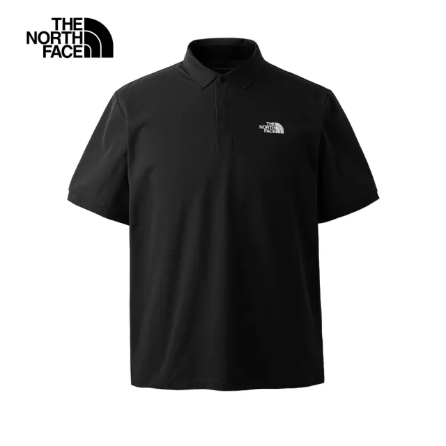 【The North Face】北面男款黑色UPF防曬POLO衫短袖|87W2JK3(抗UV)