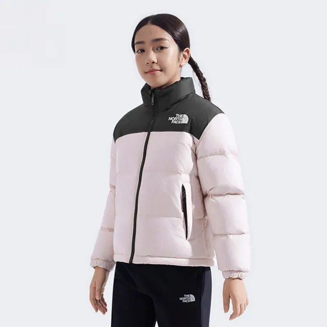 【The North Face 官方旗艦】北面經典1996兒童粉色DWR防潑水羽絨外套｜8A4CBP6