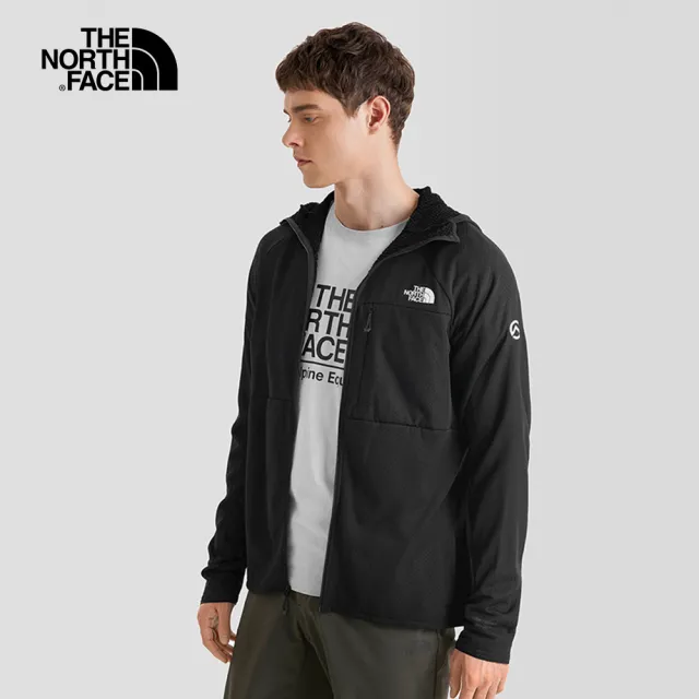 【The North Face 官方旗艦】北面男款黑色舒適保暖戶外連帽外套｜5J7SJK3