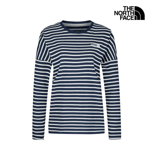 【The North Face】北面女款藍色長袖上衣|8F0UQLI