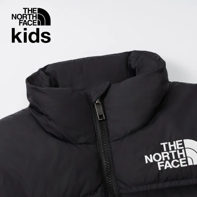 【The North Face 官方旗艦】經典ICON-北面兒童黑色DWR防潑水羽絨外套|8A4CJK3(700蓬鬆度)