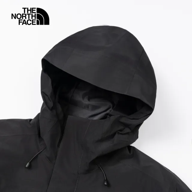 【The North Face】北面男款黑色DryVent防水透氣保暖連帽鋪棉內裡三合一外套|82VO4GZ