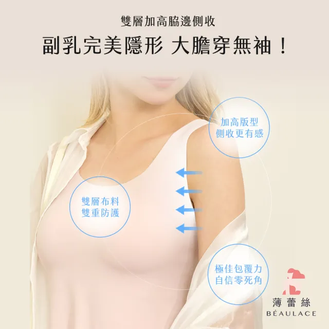 【beaulace 薄蕾絲】2件組-大罩杯涼感美胸修身BRA TOP 涼感配方(M-3L)