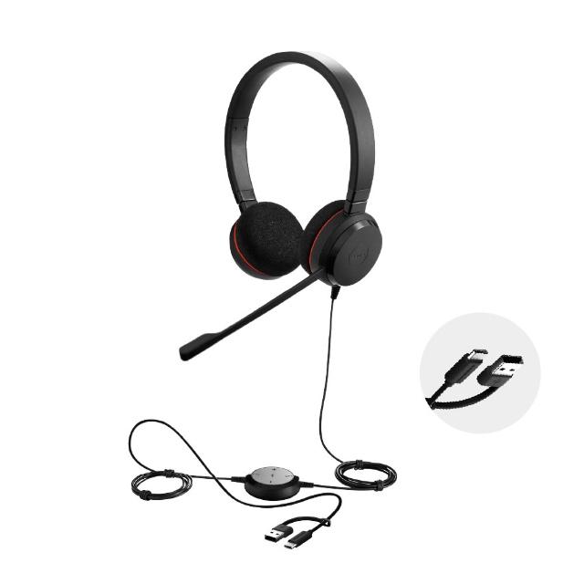 【Jabra】官方直營 Evolve 20 耳罩式商務會議耳機麥克風(遠距教學頭戴式立體聲耳機麥克風)