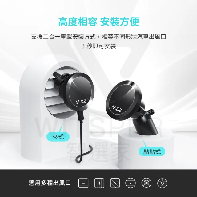 MagCharge DriveMate RGB 15W（TN166）磁吸無線充電車用支架(光效隨心 駕馭未來)
