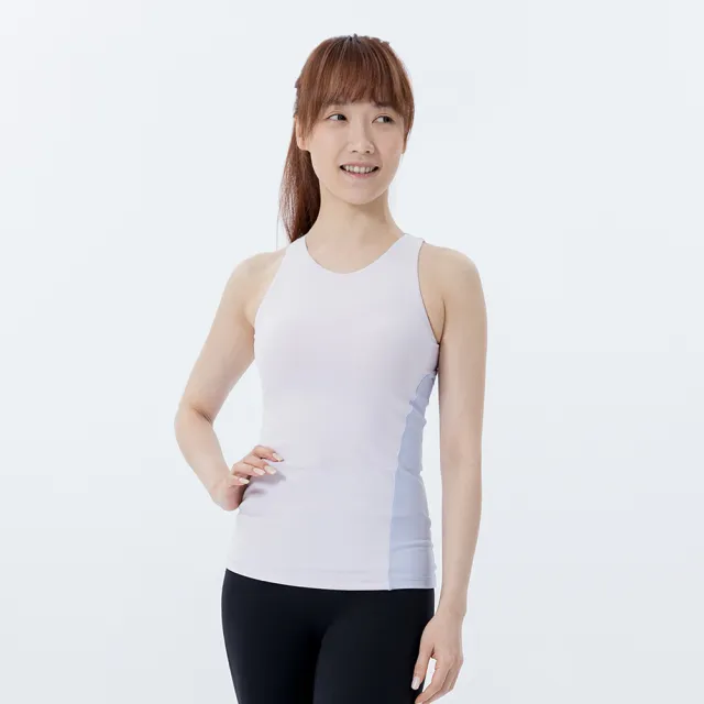 【NAMASTE】Lynn 不對稱撞色上衣 - 粉紫