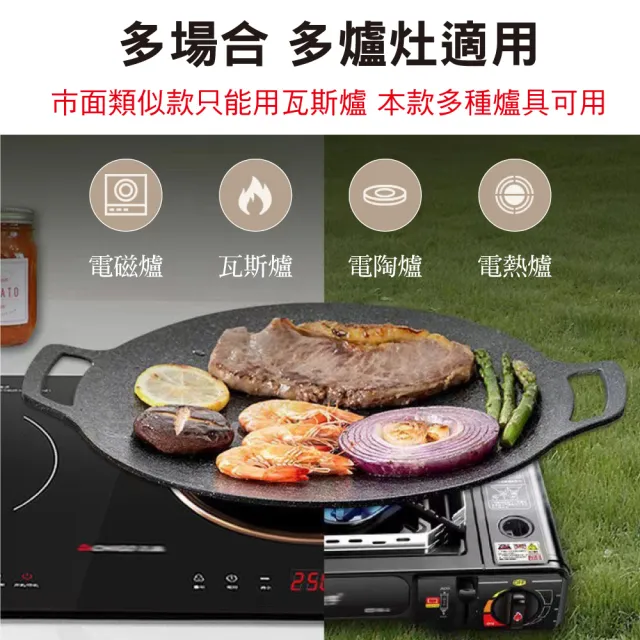 【鼎匠】韓式重力鑄造IH萬用不沾烤盤30cm白色月光款(圓形麥飯石雙耳露營煎炒 送瀝油架or木柄 瓦斯/電磁爐)
