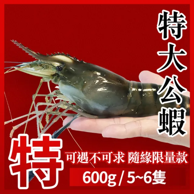 【段泰國蝦】屏東鮮凍泰國蝦 特大公蝦600g(約5-6隻 蝦膏濃郁鮮美)