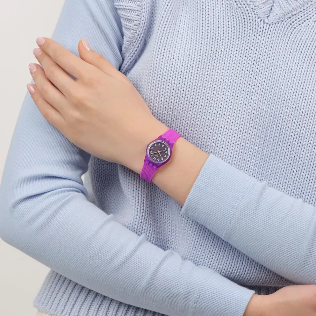 【SWATCH】MAGENTA WEAVE 經典手錶/女錶/瑞士製造 LV122 (25mm)