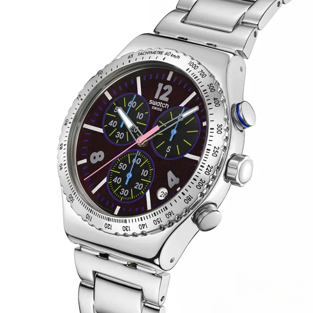 【SWATCH】PURPLE GLOW 金屬手錶/男錶/瑞士製造 YVS533G(43mm)