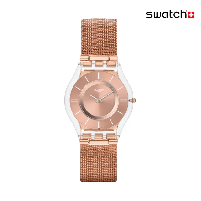 【SWATCH】HELLO DARLING 超薄金屬手錶/男錶/女錶/瑞士製造 SS08K104M(34mm)