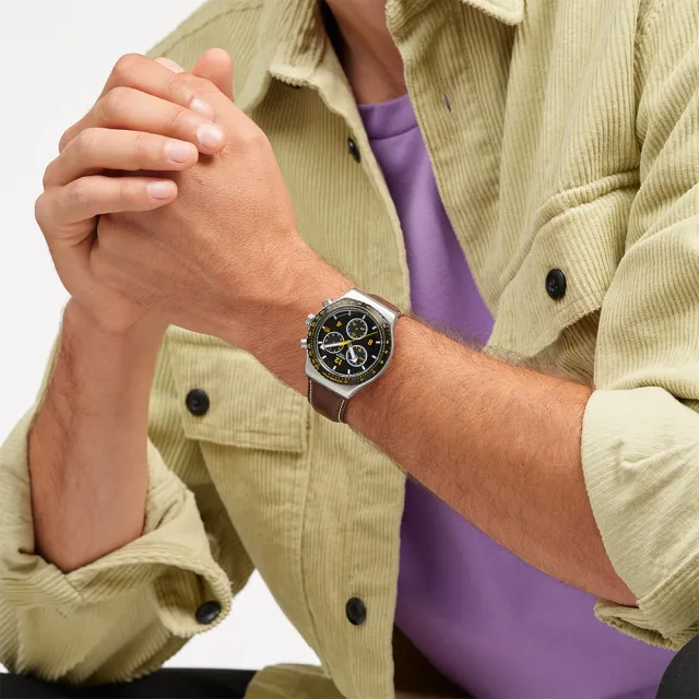 【SWATCH】CANYON CHASER 金屬運動手錶/男錶/女錶/瑞士製造 YVS530(43mm)