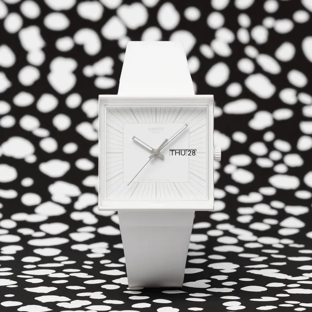 【SWATCH】WHAT IF...ALLWHITE? 經典手錶/方形錶/男錶/女錶/瑞士製造 SO34W700(41mm)