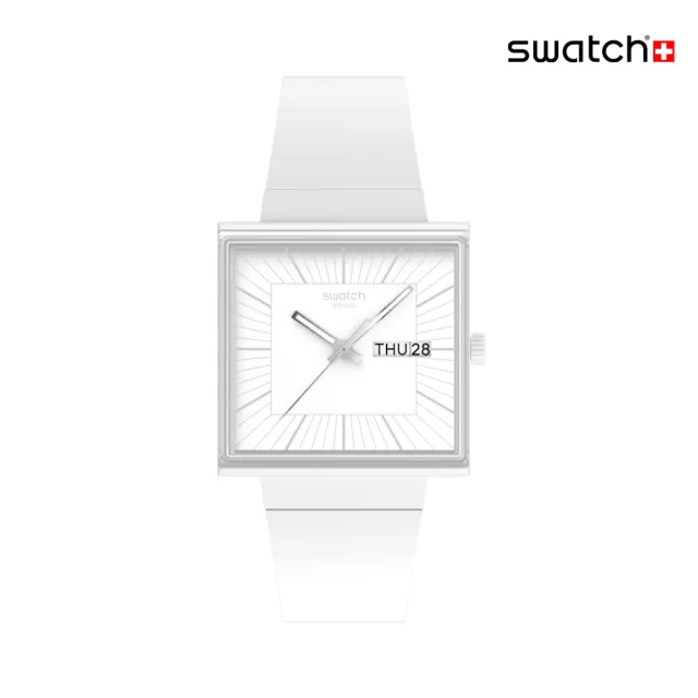 【SWATCH】WHAT IF...ALLWHITE? 經典手錶/方形錶/男錶/女錶/瑞士製造 SO34W700(41mm)