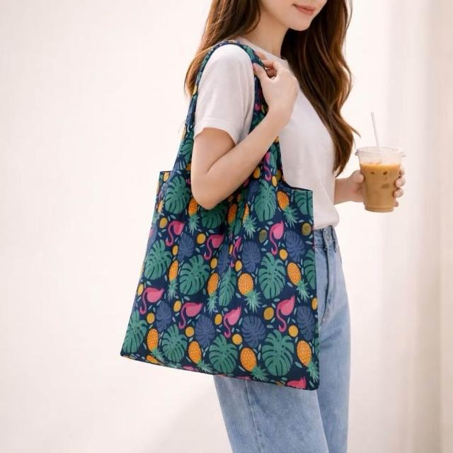 【FIFIOO 杏屋家居】超質感厚實環保摺疊購物袋(中款/38x40提袋23公分)