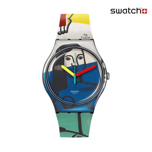 【SWATCH】LEGERS TWO WOMEN HOLDING FLOWERS 泰德美術館聯名/男錶/女錶/瑞士製造 SUOZ363 (41mm)