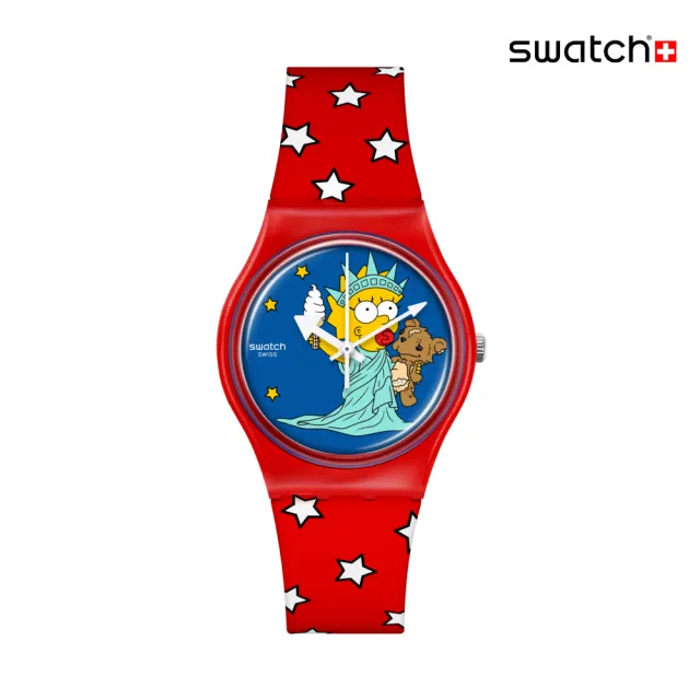 【SWATCH】LITTLE LADY LIBERTY 辛普森家庭/經典手錶/男錶/女錶/瑞士製造 SO28Z120(34mm)