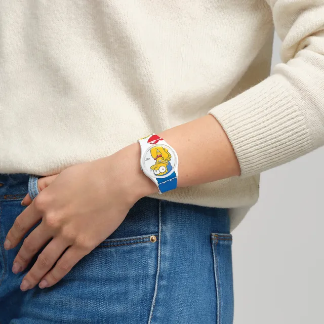 【SWATCH】BEST. MOM. EVER. 辛普森家庭/經典手錶/男錶/女錶/瑞士製造 SO28Z116(34mm)