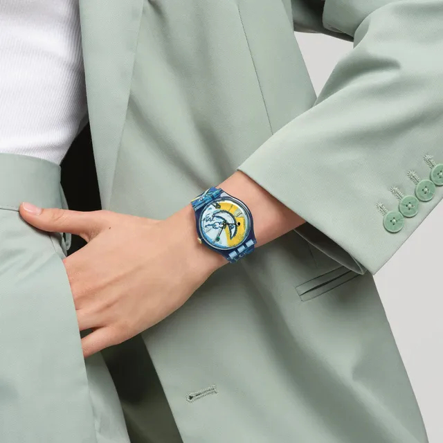 【SWATCH】CHAGALL`S BLUE CIRCUS 夏卡爾《藍色馬戲團》/泰德美術館聯名 SUOZ365 (41mm)