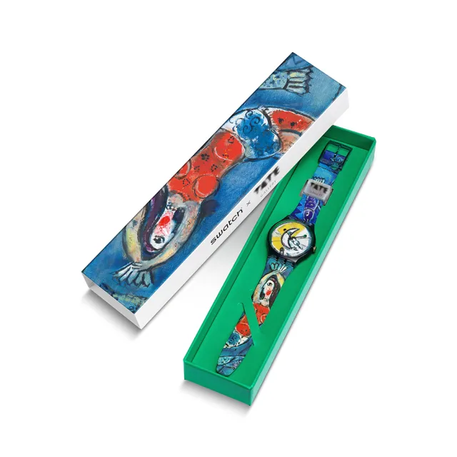 【SWATCH】CHAGALL`S BLUE CIRCUS 夏卡爾《藍色馬戲團》/泰德美術館聯名 SUOZ365 (41mm)