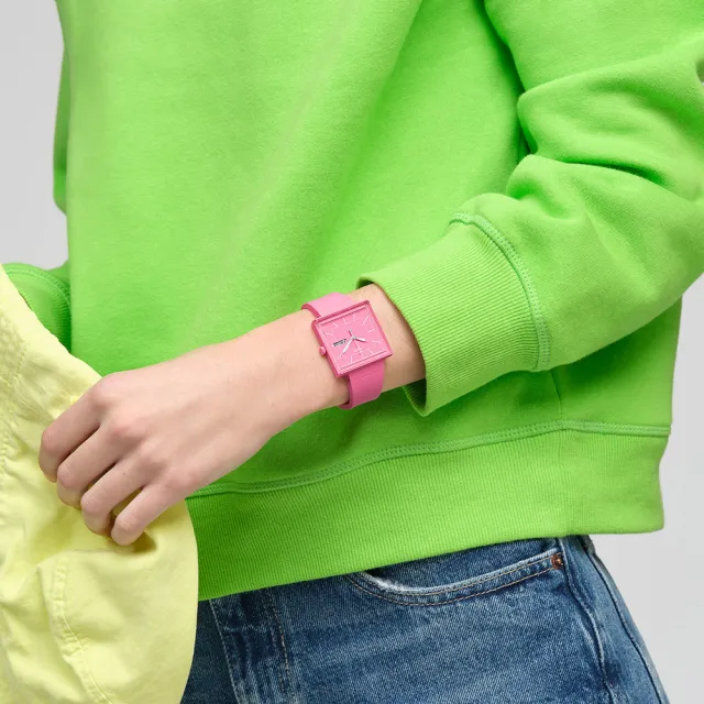 【SWATCH】WHAT IF...ROSE? 經典手錶/方形錶/女錶/瑞士製造 SO34P700(34mm)