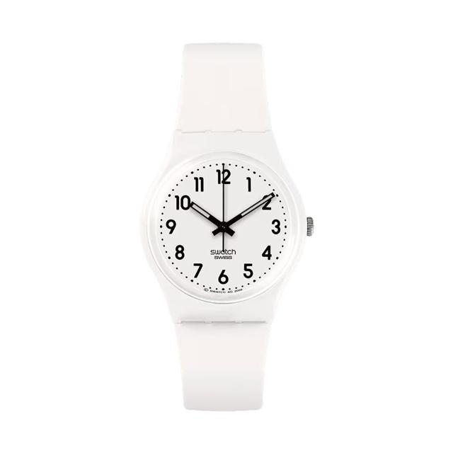 【SWATCH】JUST WHITE SOFT 經典手錶/男錶/女錶/瑞士製造 SO28W107-S14 (34mm)