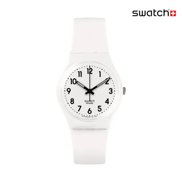 【SWATCH】JUST WHITE SOFT 經典手錶/男錶/女錶/瑞士製造 SO28W107-S14 (34mm)