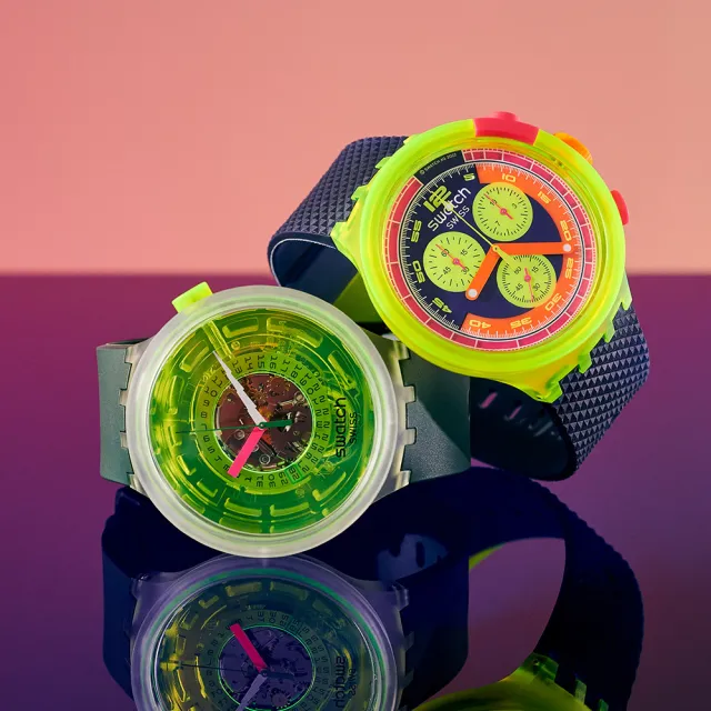 【SWATCH】NEON TO THE MAX 大錶面運動手錶/男錶/女錶/瑞士製造 SB06J100(47mm)