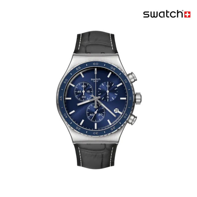 【SWATCH】COBALT LAGOON 金屬運動手錶/男錶/女錶/瑞士製造 YVS496(43mm)